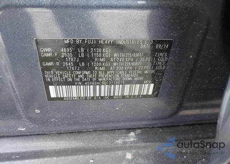 2015 Subaru Outback 2.5I Premium из США, поврежденный, VIN 4S4BSACC2F3230575